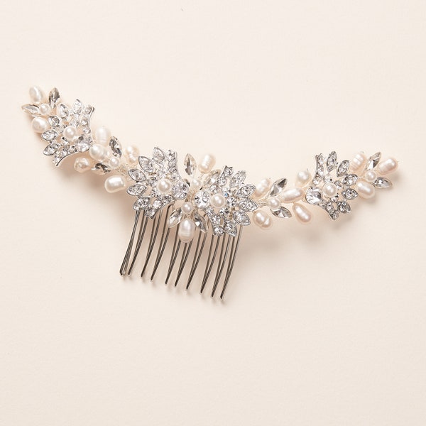 Pearl Bridal Comb • Silver Wedding Comb • Pearl Bridal Hair Comb • Pearl Wedding Hair Comb • Crystal & Pearl Comb • ~2500