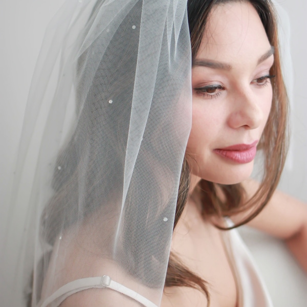 Scattered Rhinestone Wedding Veil, Rhinestone Bridal Veil, Wedding Veil, Ivory Veil, Fingertip Veil, Veil for Bride, Bridal Veil ~5103