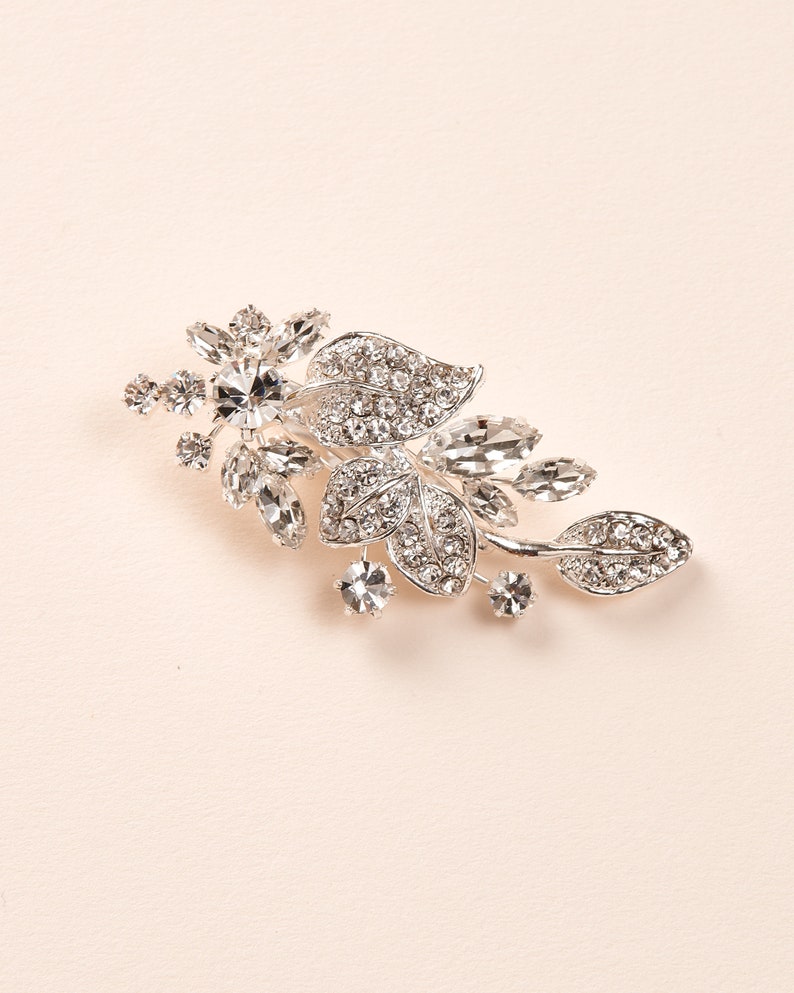 Crystal Bridal Clip Floral Wedding Clip Bridal Hair Accessory Crystal Wedding Headpiece Floral Hair Piece Wedding 2527 image 4