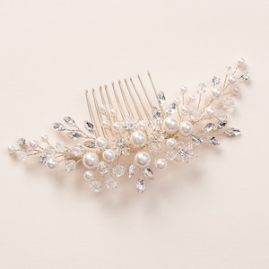 Pearl & Crystal Bridal Comb Floral Wedding Crystal Comb Bridal Headpiece Gold Wedding Comb Silver Bridal Comb Rose Gold Comb 2293 image 1