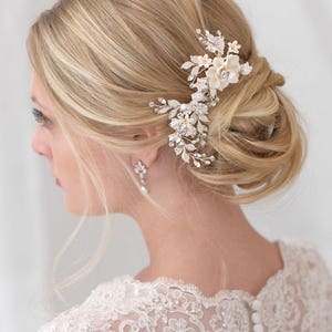 Ivory Floral Hair Clip, Bridal Hair Accessory, Bridal Hair Clip, Floral Bridal Clip, Wedding Headpiece, Bridal Hair Piece, Hair Clip 2274 image 8