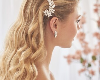 Andibro Strass-Haarspangen Set - 3 Stück Silberfarbene Kristall-Blumen - Für Hochzeit, Braut & Festliche Anlässe