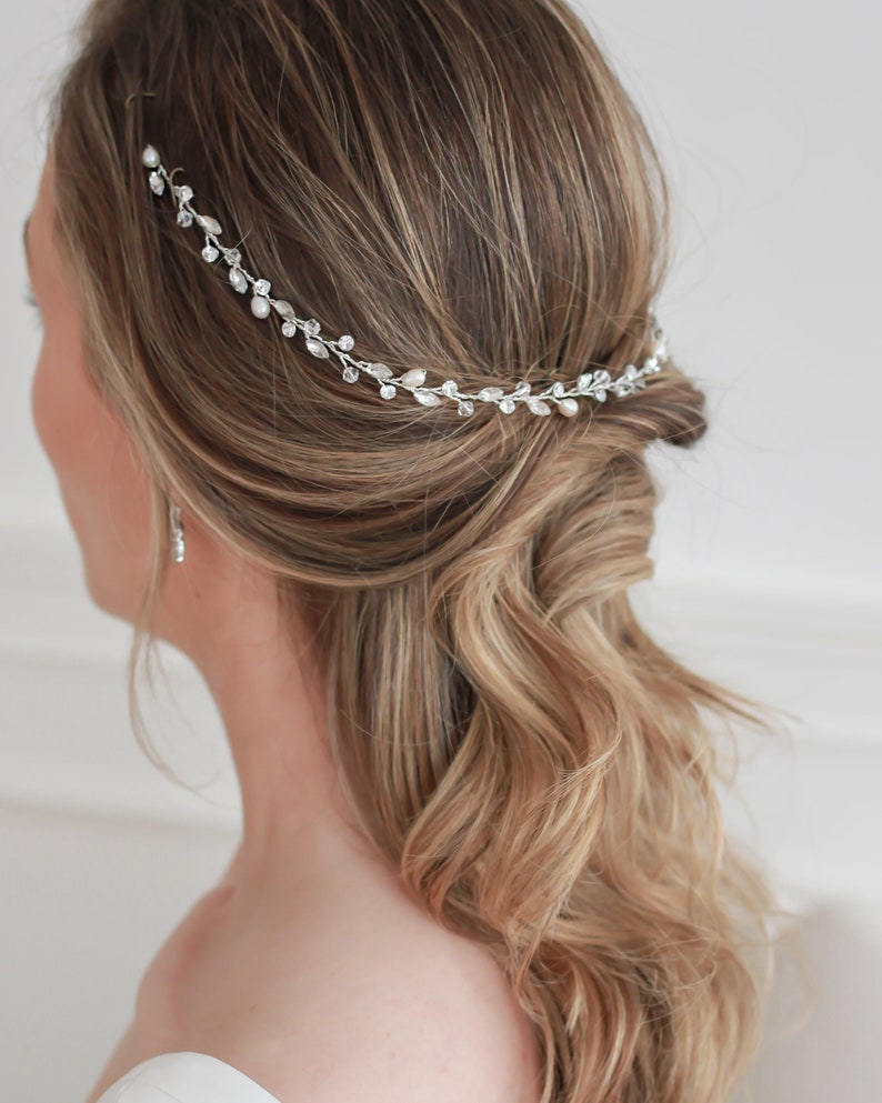 Pearl Wedding Hair Vine, Freshwater Pearl Bridal Hair Vine, Bridal Hair Accessory, Wedding Headband, Bridal Headpiece, Bridal Hairpiece3421 image 5