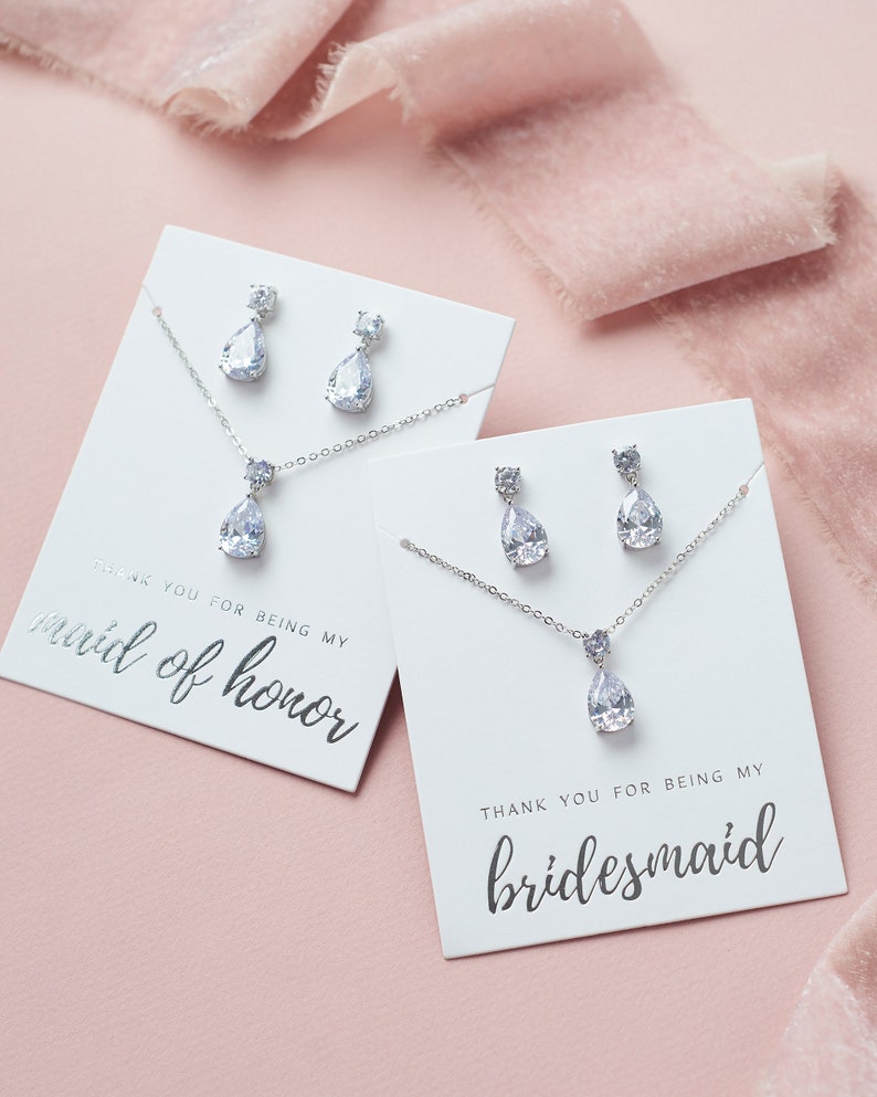 Bridesmaid Jewelry Set CZ Jewelry Bridesmaid Gift MOH Gift Etsy