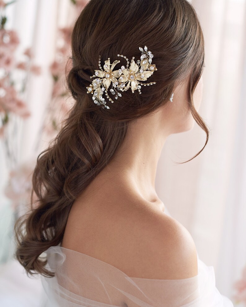 Rose Gold Bridal Hair Clip Rose Gold Wedding Hair Clip Etsy