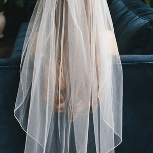 1-Layer Pencil Edge Wedding Veil • Light Ivory Bridal Veil • Fingertip, Elbow or Knee • VB-422 image 5
