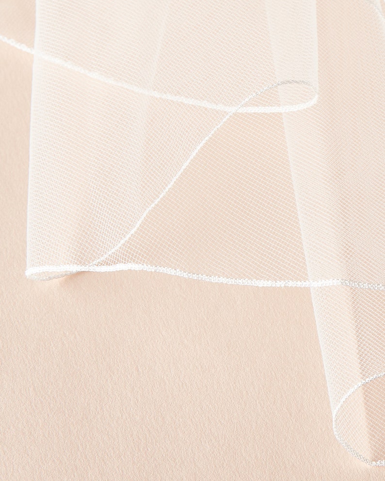 1-Layer Pencil Edge Wedding Veil • Light Ivory Bridal Veil • Fingertip, Elbow or Knee • VB-422 image 9