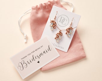 Gift Ready! Rose Gold Bridesmaid Jewelry Set with Personalized Card, Bridesmaid Jewelry Set, Bridesmaid Gift, Bridal Party Gift ~1730