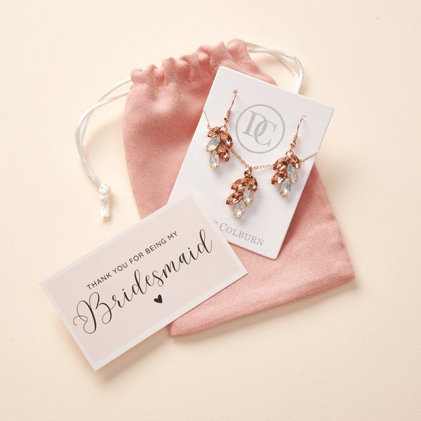 Gift Ready! Rose Gold Bridesmaid Jewelry Set with Personalized Card, Bridesmaid Jewelry Set, Bridesmaid Gift, Bridal Party Gift ~1730