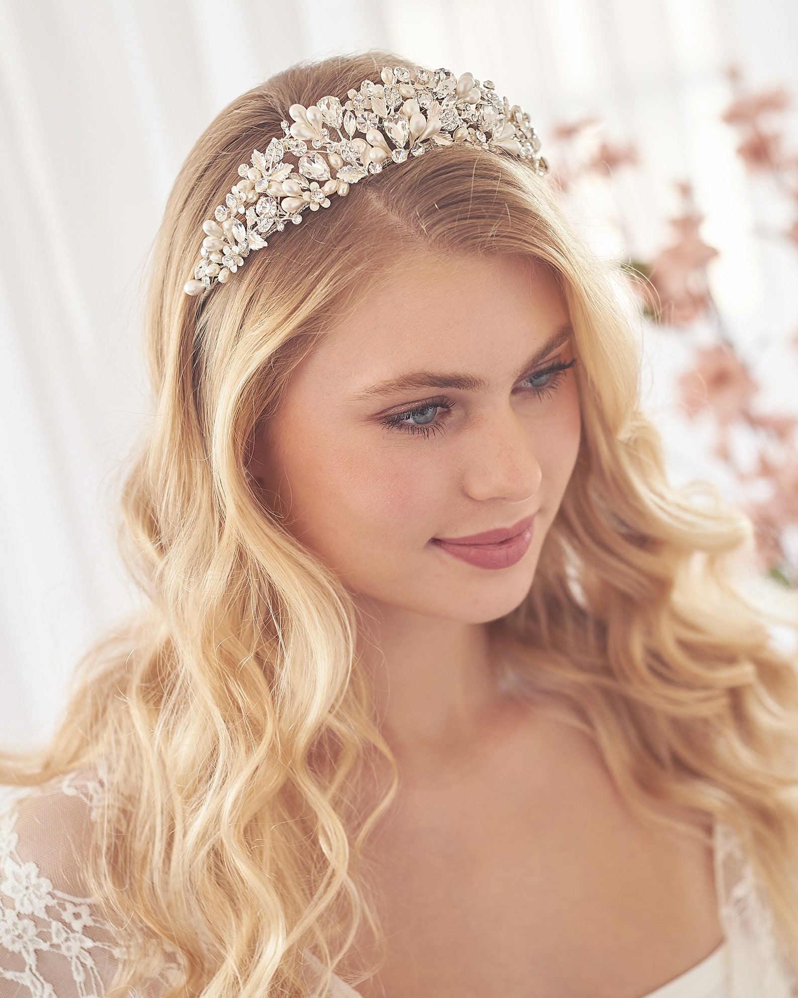 Pearl & Crystal Bridal Tiara Pearl Wedding Tiara Pearl Etsy