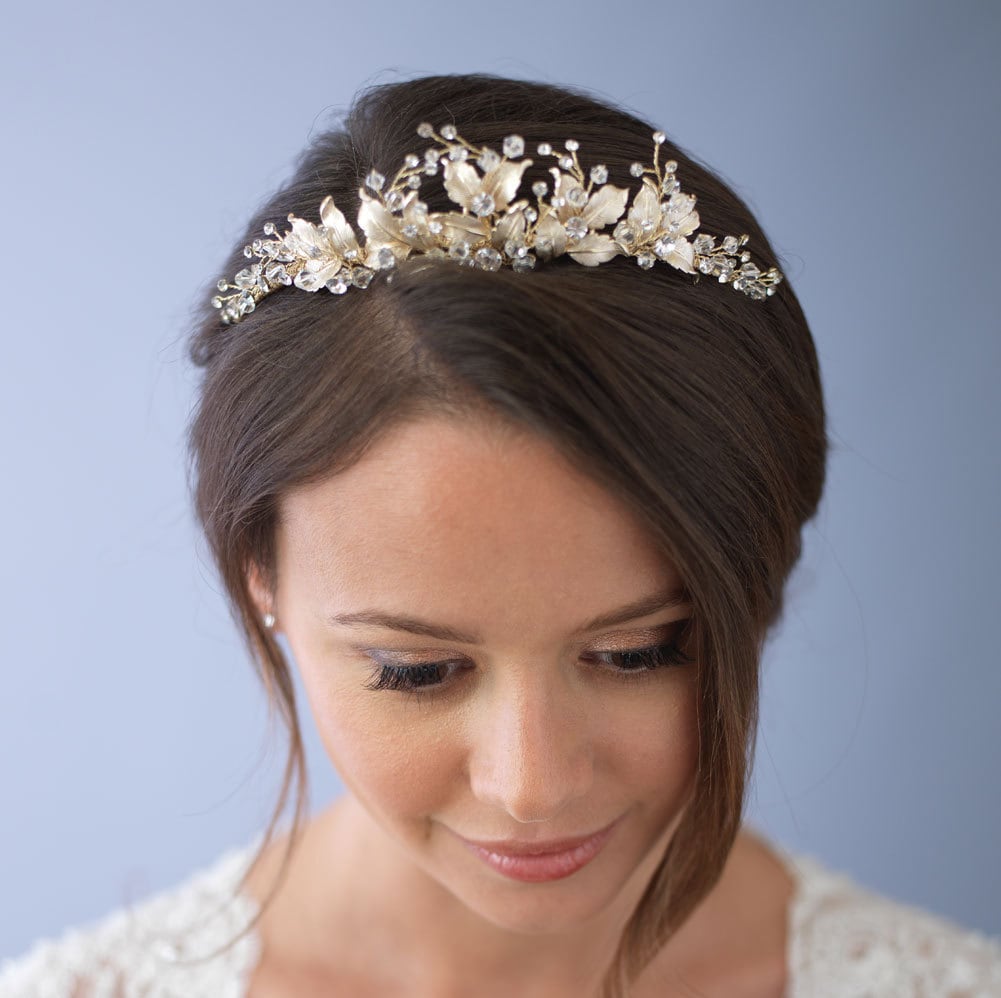 Wedding Tiara Gold Floral Tiara Rose Gold Bridal Tiara Gold Etsy