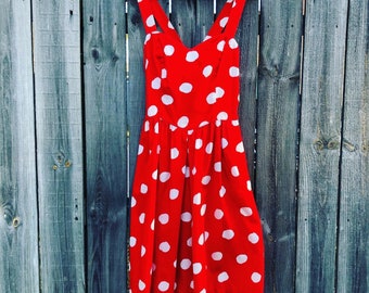 Vintage 90s Autumnal Red Ditsy Floral Sheer Dress Lovelygirl High Neckline Dress