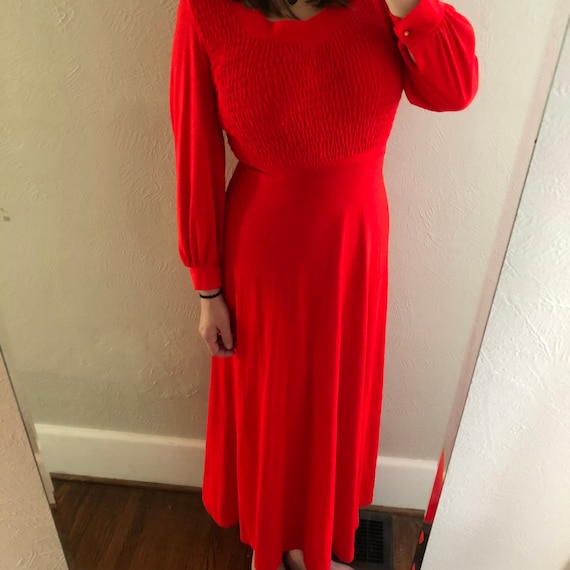 Vintage red long sleeve maxi dress