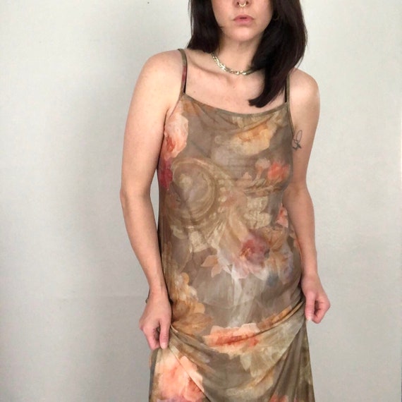 Vintage 1990s sheer whimsy goth floral slip dress - image 3