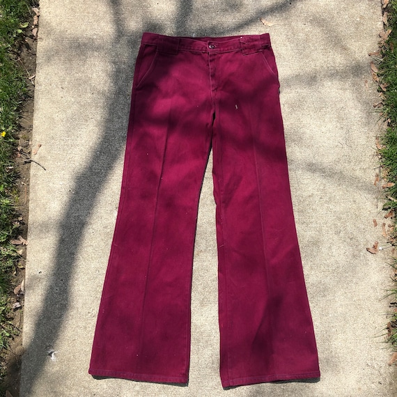 Vintage 1970s burgundy bell bottom high quality p… - image 1