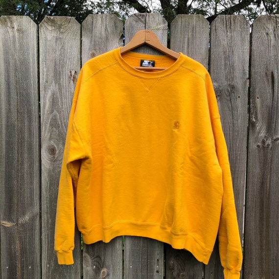 Vintage 1990s yellow Starter brand crewneck sweat… - image 1