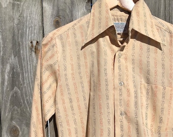 Vintage KMart Beige Geometric Button-Up Top