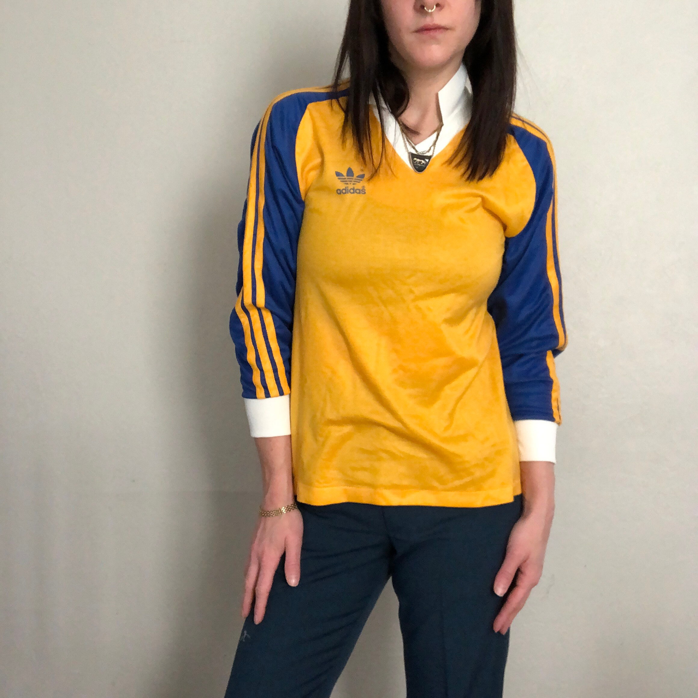 1980s Vintage Adidas Long Sleeve, Collared Soccer Jersey 1980s Vintage Adidas Long Sleeve, Collared Soccer Jersey