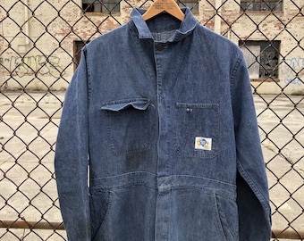 Vintage Sears Roebuck Nation-alls Union Blue Work Coveralls Mens