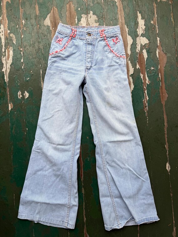 vintage Faded Glory patchwork detailed bell botto… - image 3