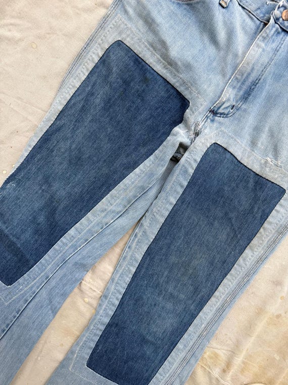 1960s Wrangker repaired patchwork bell bottom jea… - image 4