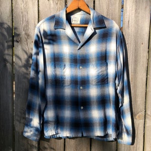 Vintage 1950s Sears Shadow Plaid Rayon Shirt - Etsy Vintage 1950s Sears Shadow Plaid Rayon Shirt - Etsy