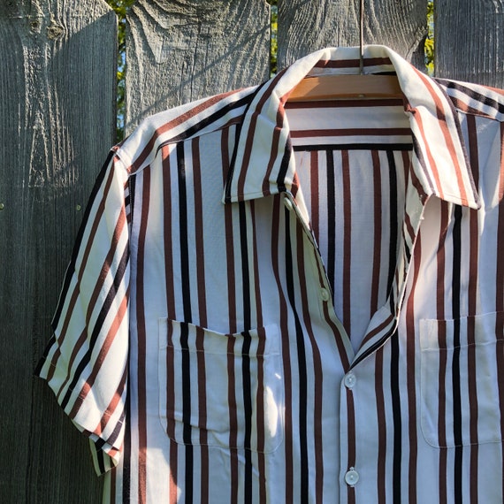 1950s vintage McGregor rayon striped menswear top… - image 2