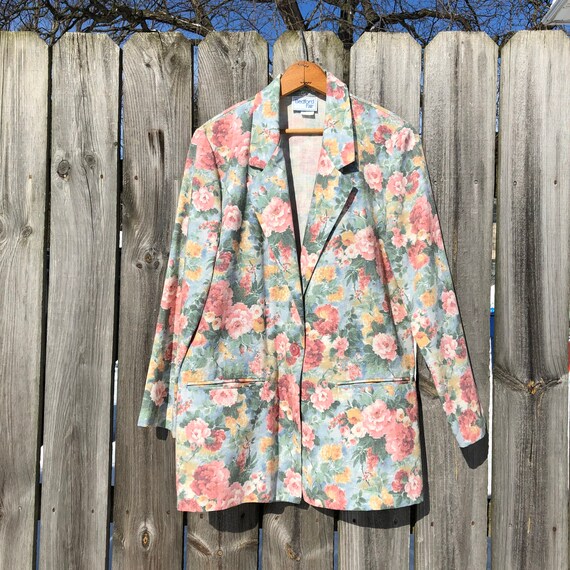 1980s pastel floral print blazer, vintage