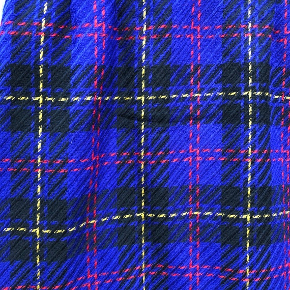 90s vintage wool lined plaid pencil skirt. Bright… - image 3