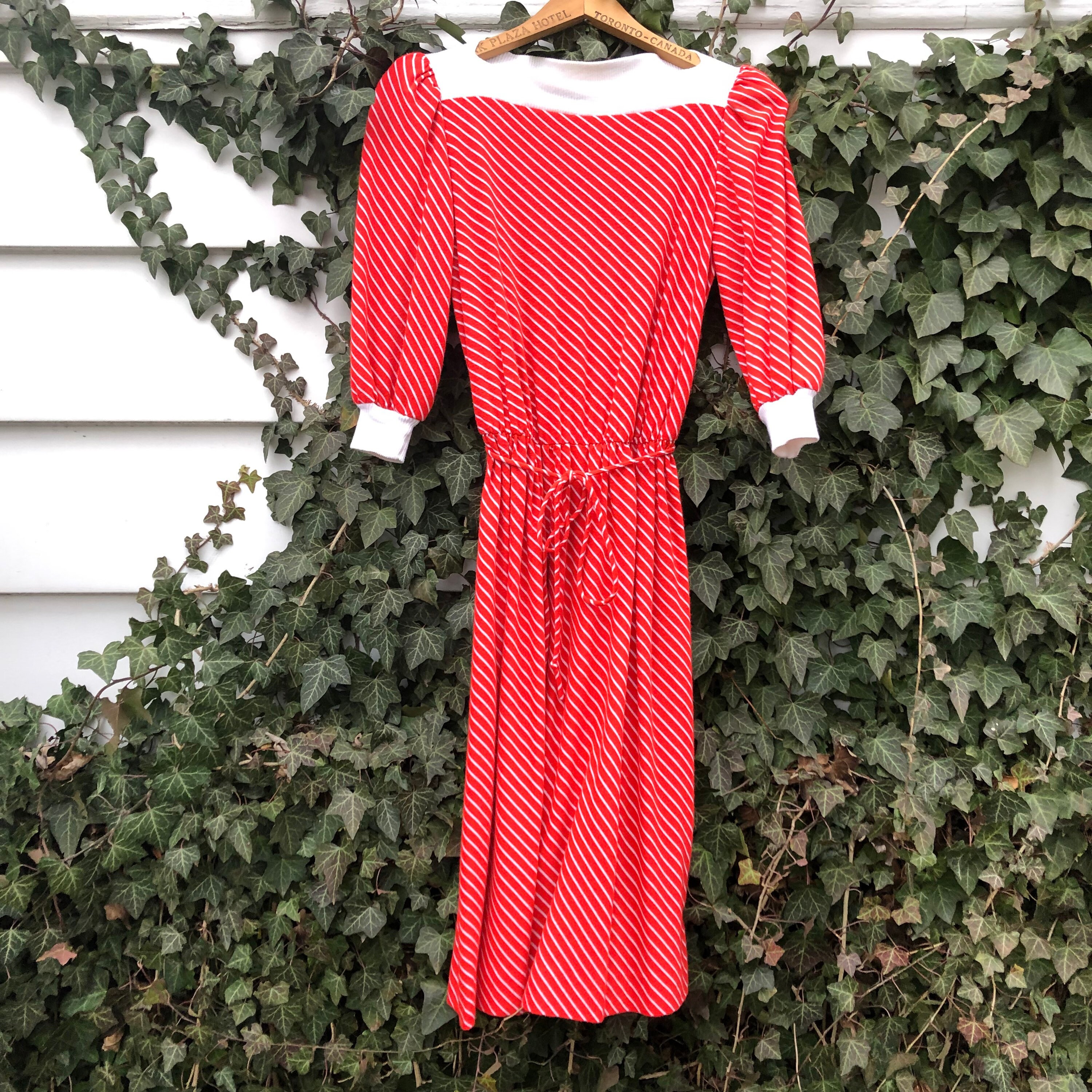Vintage Jersey Cotton Comfy Red and White Striped Dress. Free - Etsy Israel