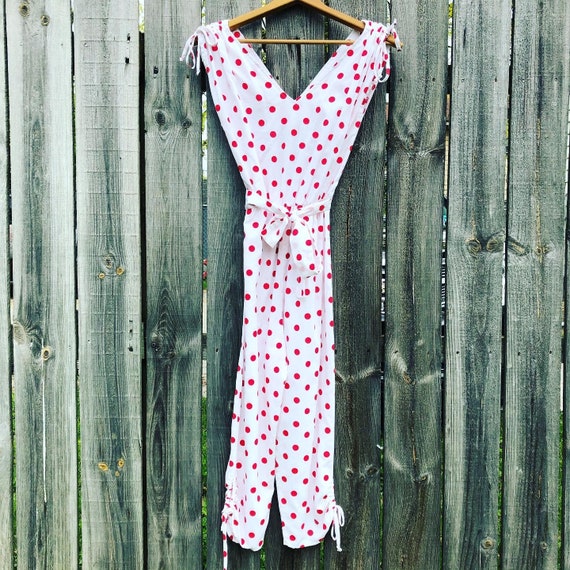 1970s vintage and handmade white and red polka do… - image 2