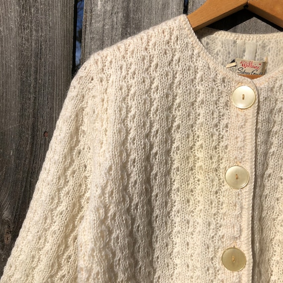 1950s cream mohair cardigan, lined - image 1