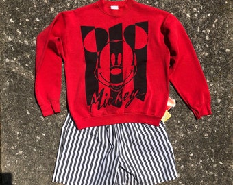 Vintage 90s Mickey and Co. Mickey Mouse crewneck sweatshirt. black striped