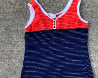 vintage Catalina débardeur rouge blanc bleu à pois