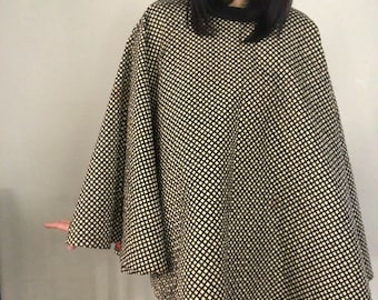 1960s Loomtogs quilted grid cape