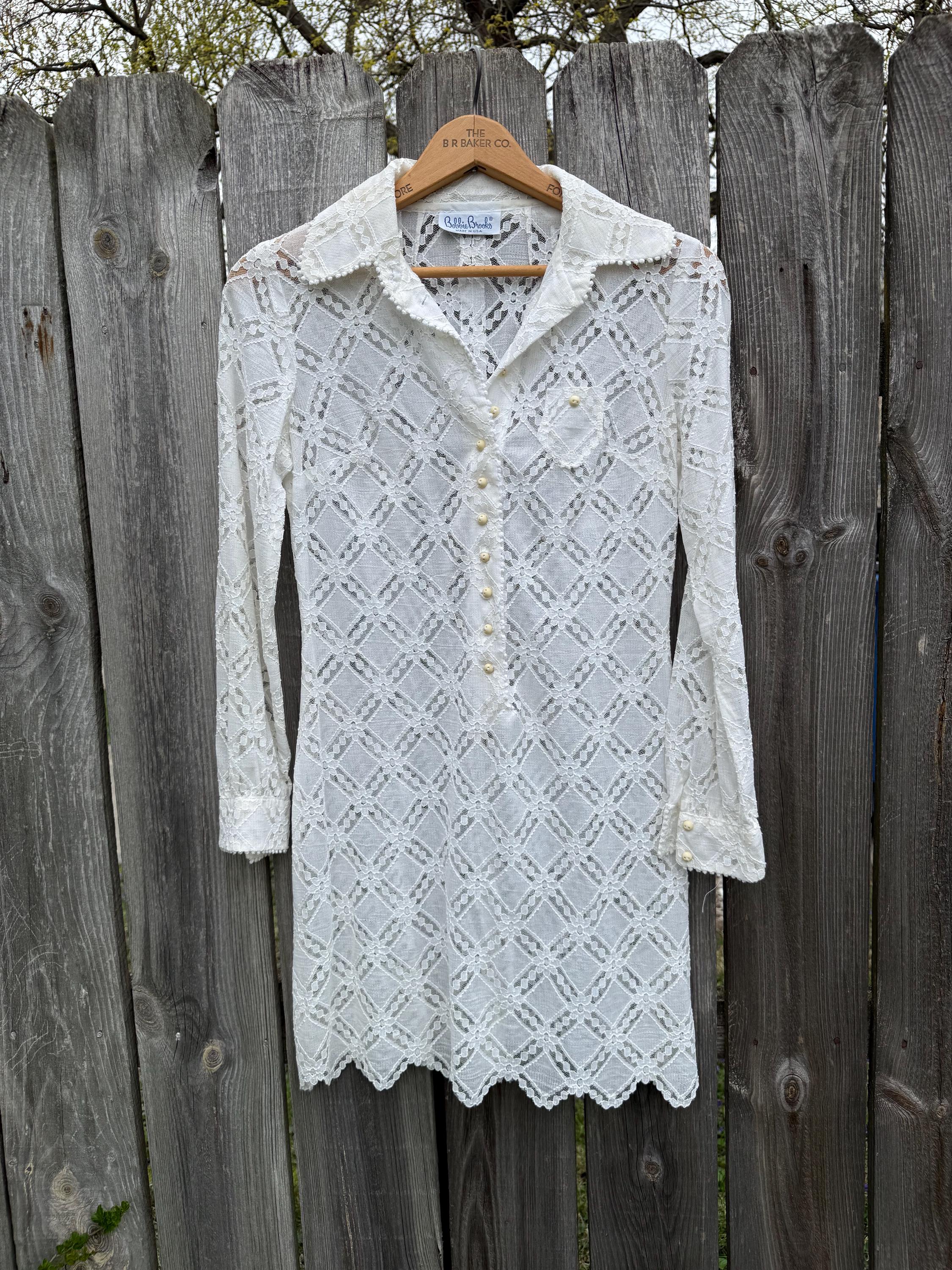 White 60s Long Sleeve Mini Dress - Etsy