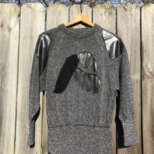 Vintage 1980s made in Italy, Marcella tricot sparkly sweater dress with patches. Free shipping