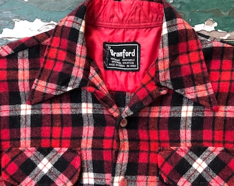 vintage wool/nylon plaid loop collar shirt
