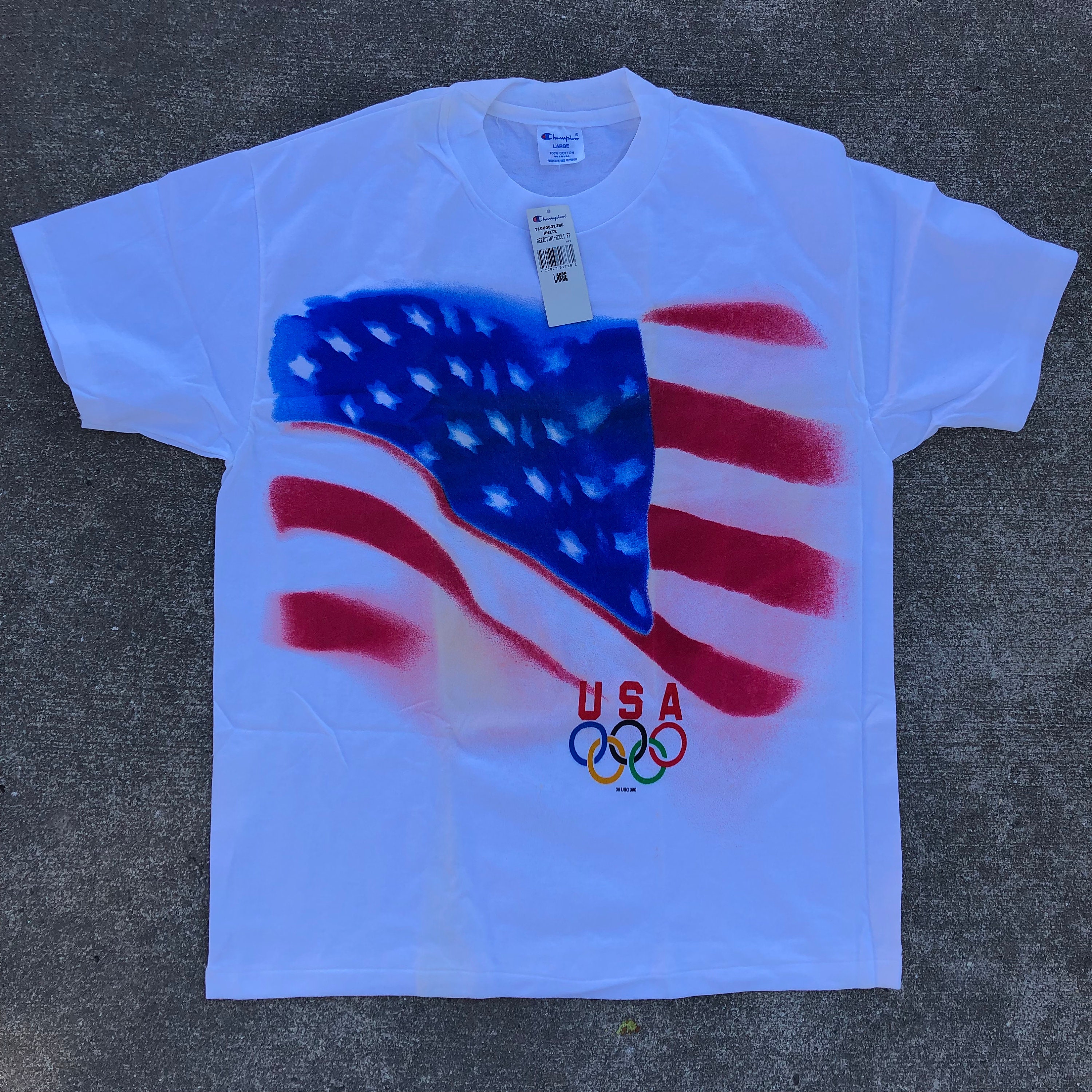 Deadstock Vintage Champion 1996 Atlanta Olympics USA Tee in 