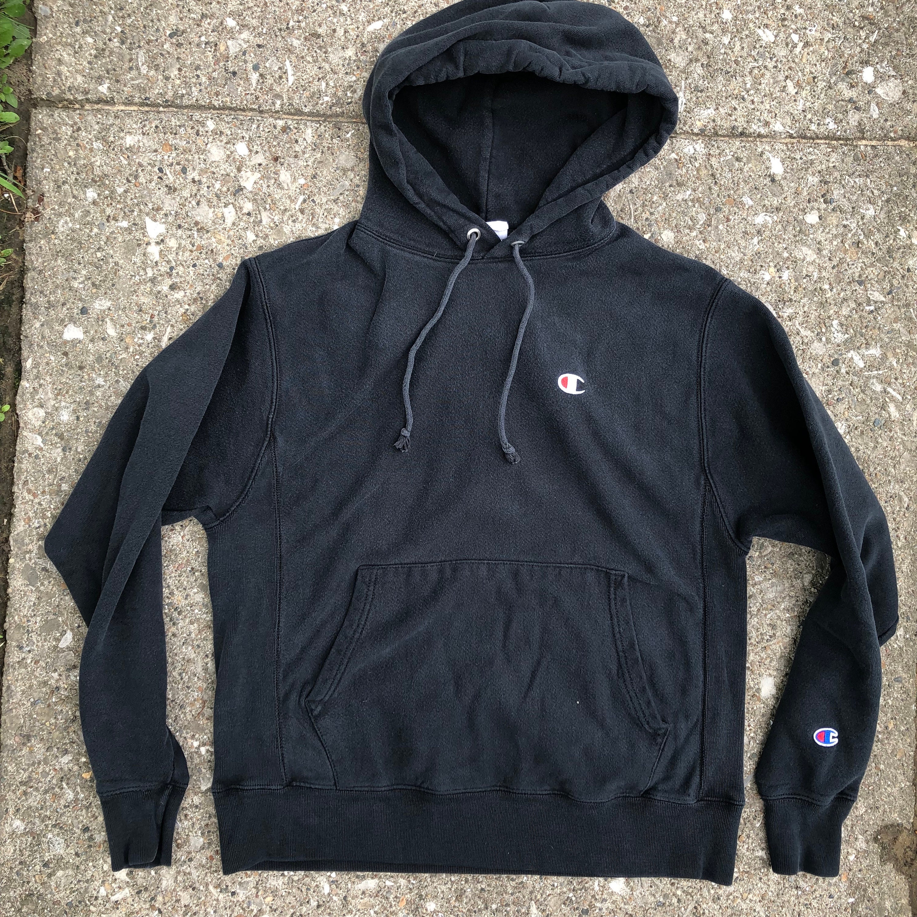 Vintage 1990s Reverse Weave Champion Hoodie in Medium Black Vintage 1990s Reverse Weave Champion Hoodie in Medium Black