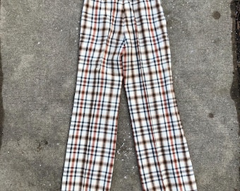 1970s vintage plaid bell bottom pants