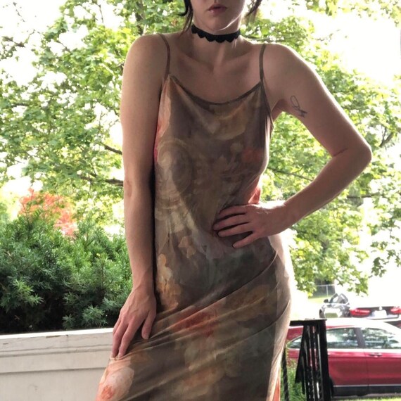 Vintage 1990s sheer whimsy goth floral slip dress - image 1