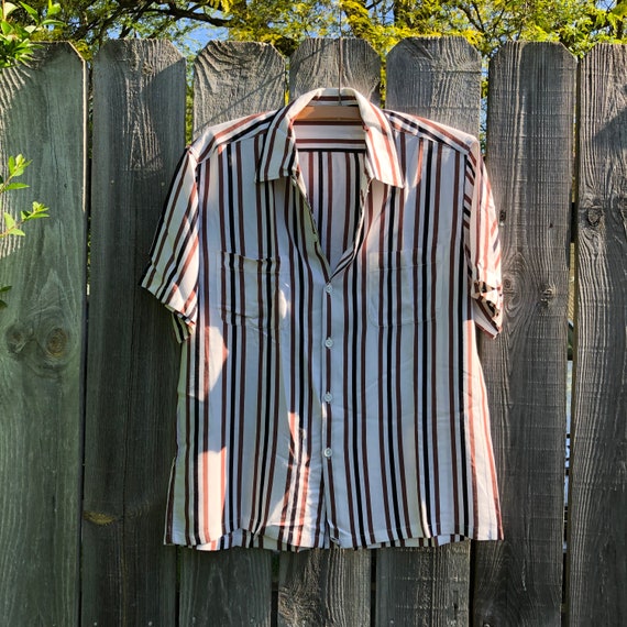 1950s vintage McGregor rayon striped menswear top… - image 1