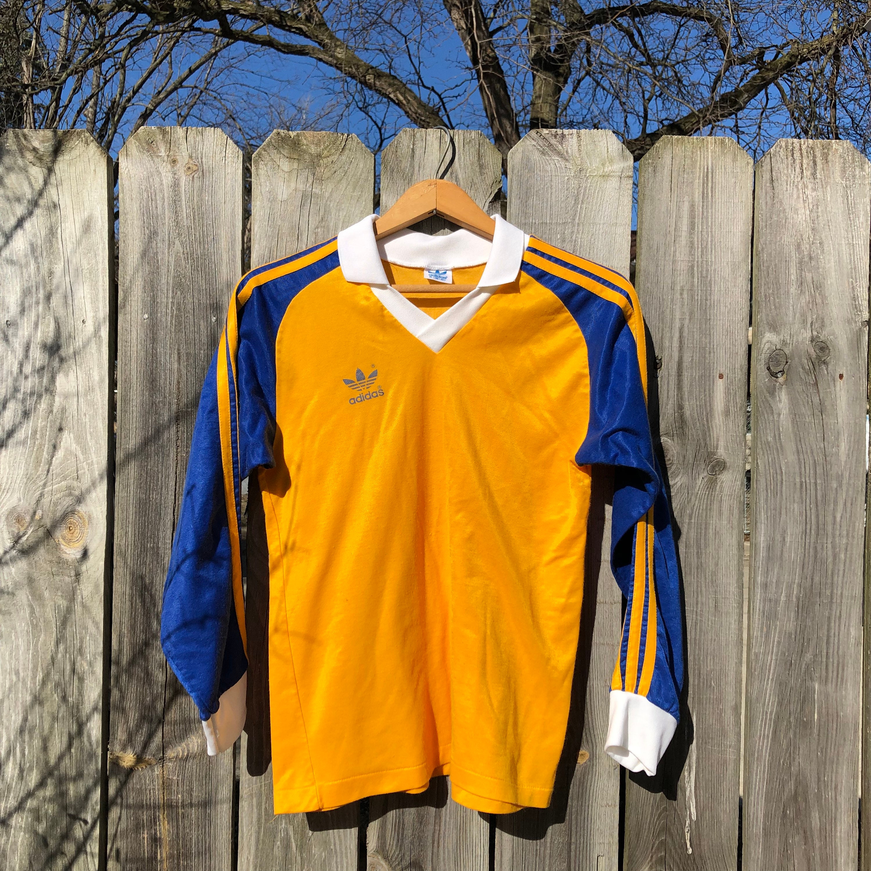 1980s Vintage Adidas Long Sleeve, Collared Soccer Jersey 1980s Vintage Adidas Long Sleeve, Collared Soccer Jersey