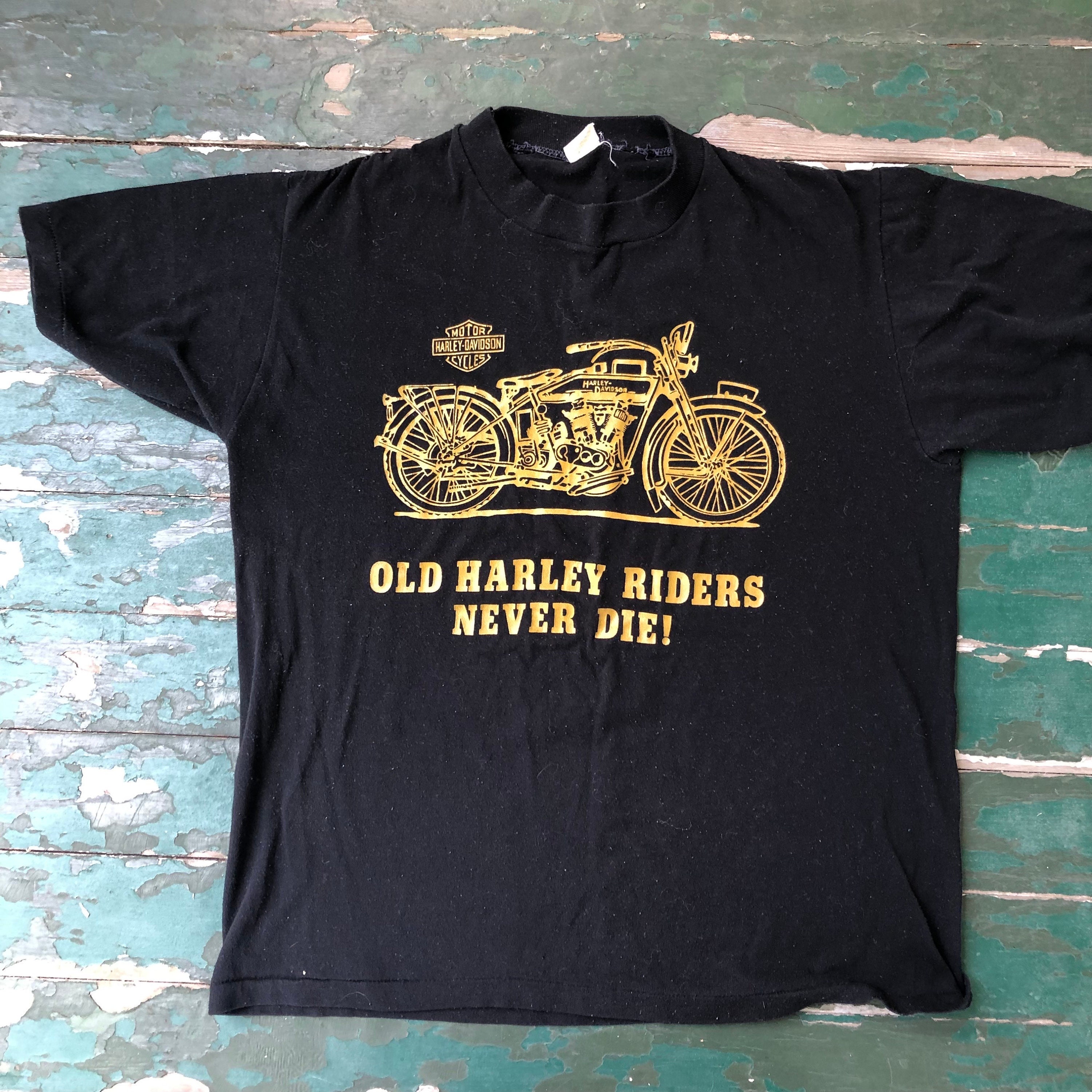 ◆Harley Davidson◆ Vintage OL Rider Face T-Shirt Black HH15 Vintage Harley Davidson Motorcycle T-shirt “nobody's Ol