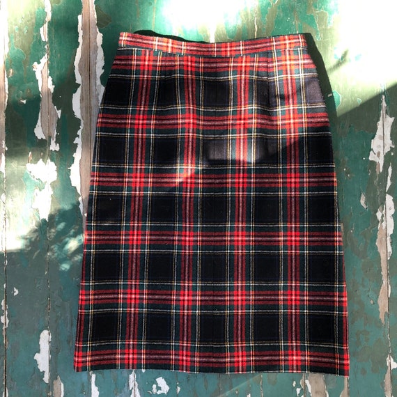 Vintage 1980s Stewart tartan plaid virgin wool Pe… - image 2