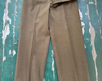 1940s Army wool serge military field trouser pants, button fly 31X32