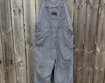 パンツ 60's WASHINGTON DEE CEE Hickory Overall Vintage 1960s Hickory Striped Dee Cee Randomized Distressed