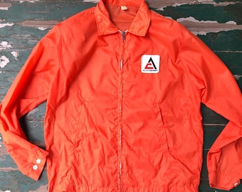 vintage orange patched windbreaker nylon jacket