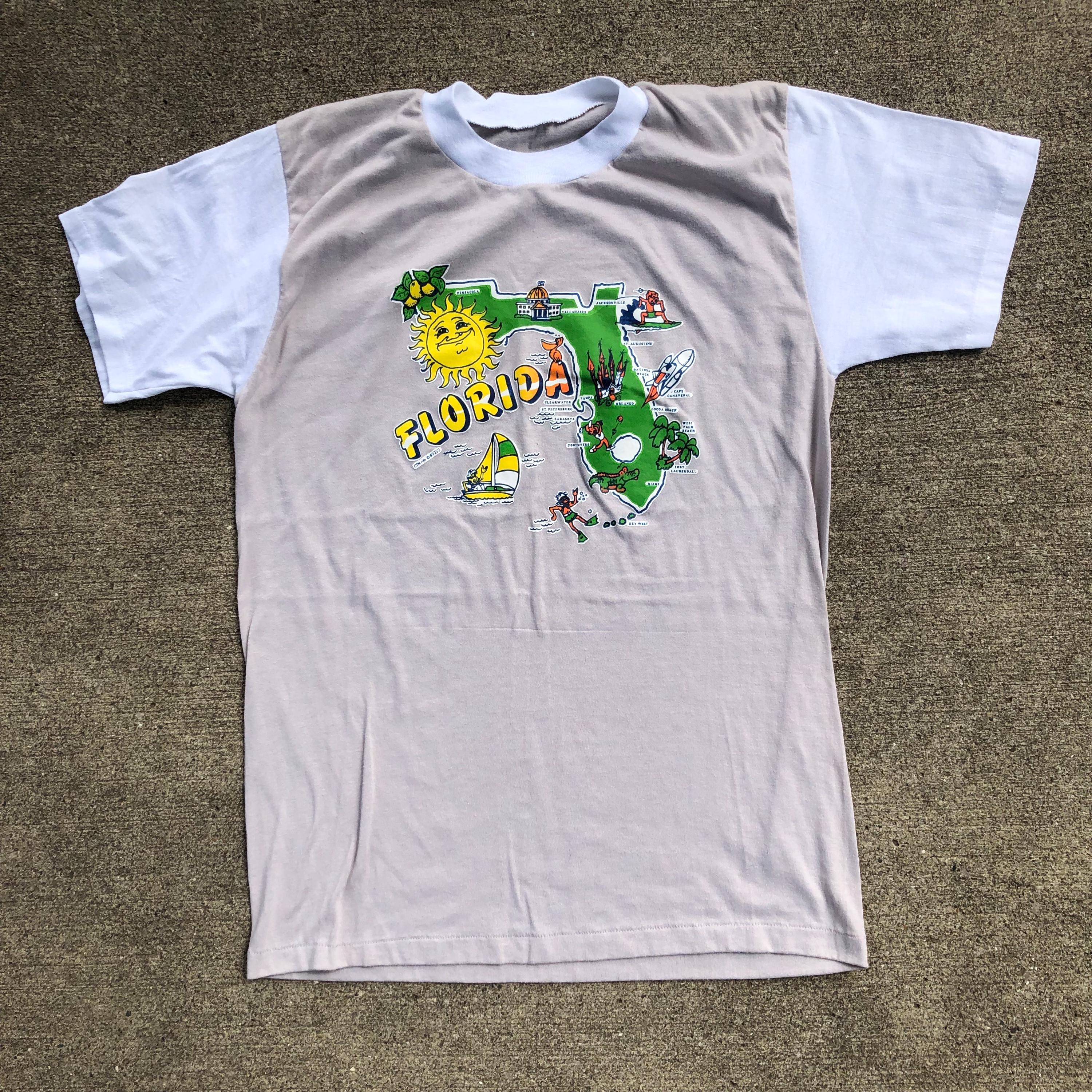 Vintage 70s/80s Florida Souvenir Map Tee, Two Toned - Etsy